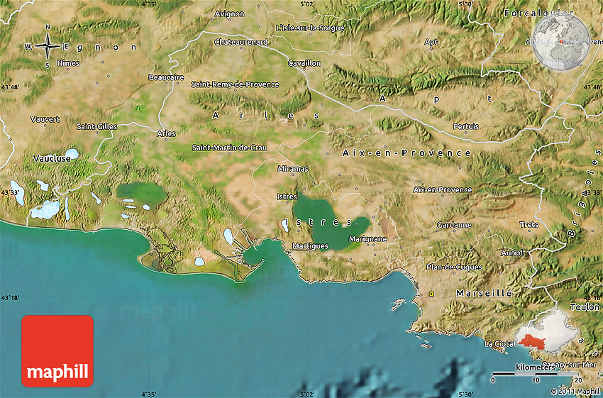 Bouches Du Rhone Map Satellite Map Of Bouches-Du-Rhône