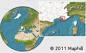 Satellite Location Map of Marseille, highlighted country, highlighted parent region