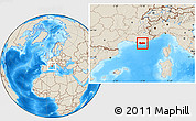 Shaded Relief Location Map of Toulon