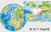 Physical Location Map of Avignon, highlighted country, highlighted grandparent region, within the entire country