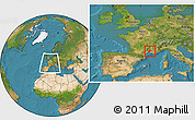 Satellite Location Map of Avignon, within the entire country