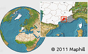 Satellite Location Map of Avignon, highlighted country, highlighted grandparent region