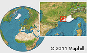 Satellite Location Map of Avignon, highlighted grandparent region