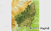 Satellite 3D Map of Ardeche, physical outside