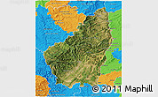 Satellite 3D Map of Ardeche, political outside