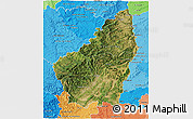 Satellite 3D Map of Ardeche, political shades outside