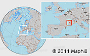 Gray Location Map of Privas, within the entire country
