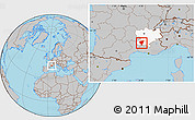 Gray Location Map of Privas, highlighted grandparent region