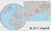 Gray Location Map of Privas, highlighted parent region