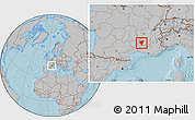Gray Location Map of Privas, hill shading