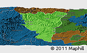 Political Panoramic Map of Privas, darken