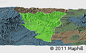 Political Panoramic Map of Privas, darken, semi-desaturated