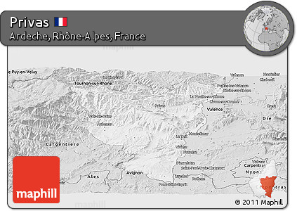 Silver Style Panoramic Map of Privas