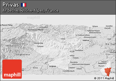 Silver Style Panoramic Map of Privas