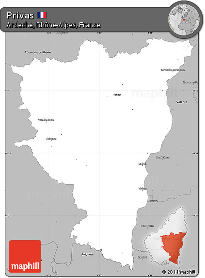 Gray Simple Map of Privas