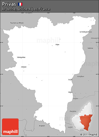 Gray Simple Map of Privas