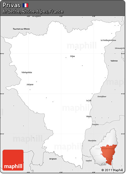 Silver Style Simple Map of Privas