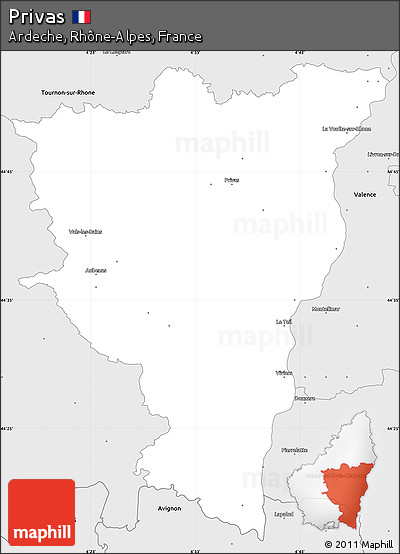 Silver Style Simple Map of Privas