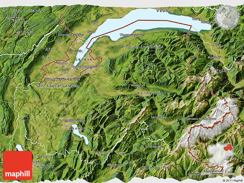 Satellite 3D Map of HauteSavoie