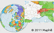 Political Location Map of Haute-Savoie, highlighted country