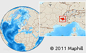 Shaded Relief Location Map of Grenoble