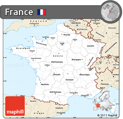 Classic Style Simple Map of France