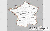 Gray Simple Map of France, cropped outside