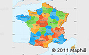 Political Simple Map of France, single color outside