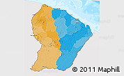 Political 3D Map of French Guiana, single color outside, bathymetry sea