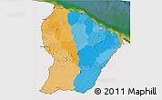 Political 3D Map of French Guiana, single color outside, satellite sea