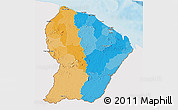 Political 3D Map of French Guiana, single color outside, shaded relief sea