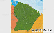 Satellite 3D Map of French Guiana, political outside