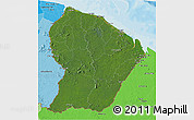 Satellite 3D Map of French Guiana, political shades outside