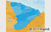 Political Shades Panoramic Map of Cayenne