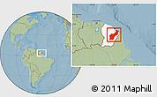 Savanna Style Location Map of Regina, highlighted country, hill shading
