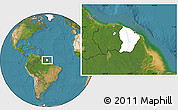 Blank Location Map of French Guiana, satellite outside