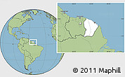 Blank Location Map of French Guiana, savanna style outside