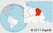 Gray Location Map of French Guiana, highlighted continent