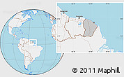 Gray Location Map of French Guiana, lighten, land only