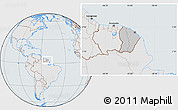 Gray Location Map of French Guiana, lighten, semi-desaturated