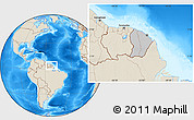 Gray Location Map of French Guiana, shaded relief outside