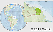 Physical Location Map of French Guiana, lighten