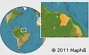 Political Location Map of French Guiana, satellite outside