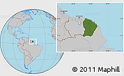 Satellite Location Map of French Guiana, gray outside