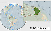 Satellite Location Map of French Guiana, lighten