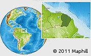 Satellite Location Map of French Guiana, physical outside