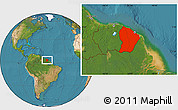 Satellite Location Map of French Guiana