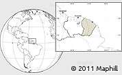 Shaded Relief Location Map of French Guiana, blank outside