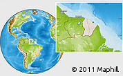 Shaded Relief Location Map of French Guiana, physical outside