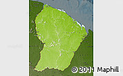 Physical Map of French Guiana, darken
